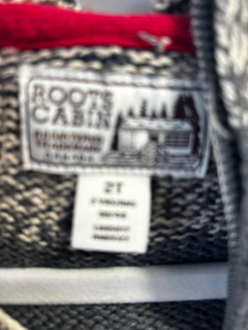 Roots Cabin Kids Chunky Knit Zip Cardigan Sweater – Grey Black Red – Size 2T - Picture 4 of 4